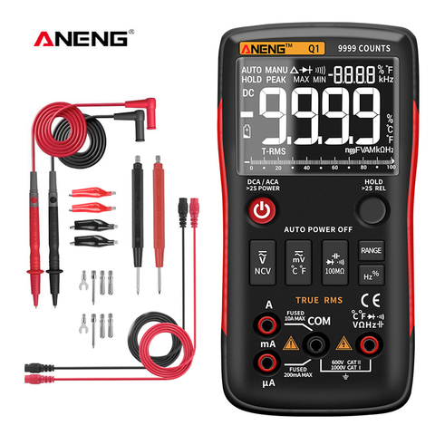 ANENG Q1 мультиметр цифровой True-RMS 9999 тестер digital multimeter транзистор тестер Мультиметр транзисторов указатель напряжения конденсаторов capacitor tester ... ► Фото 1/6