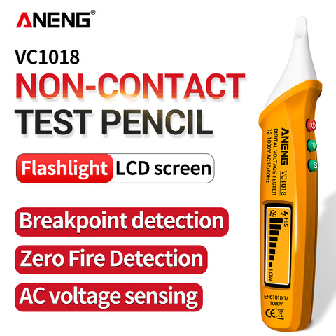 ANENG VC1018 цифровой интеллигентая (ый) переменного тока Напряжение метр 1000V Вольтметр NCV Смарт Сенсор тестер Ручка детектор зуммера для электрического инструмента ► Фото 1/6