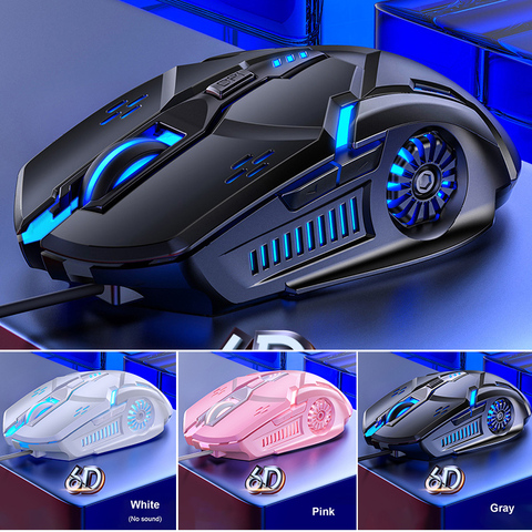 G5 Проводная игровая мышь с Цветной подсветкой, 6 кнопок, бесшумная мышь, 4 скорости, 3200 DPI, RGB игровая мышь для компьютера, ноутбука, мыши ► Фото 1/6