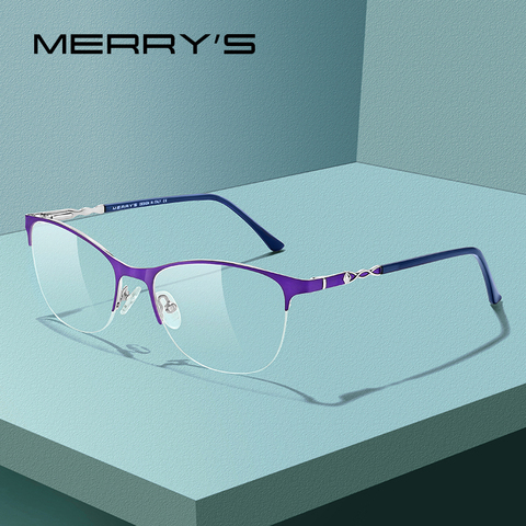 MERRYS дизайн женские модные трендовые очки кошачий глаз половина оправы дамы близорукость очки рецепт оптические очки S2109 ► Фото 1/6