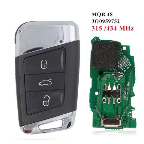 Автомобильный умный БЕСКЛЮЧЕВОЙ дистанционный ключ MQB 434 МГц с чипом ID48 для VW Passat B8 Magotan Superb A7 вариант 2014-2022 года ► Фото 1/6