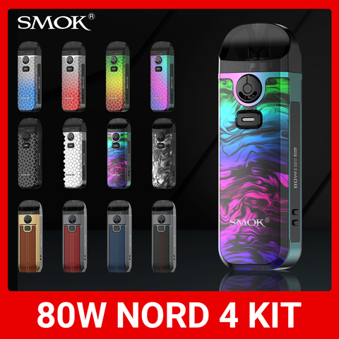 Электронная сигарета SMOK Nord 4, коробка модов электронных 2000 мА/ч, Батарея электронная сигарета 80 Вт Pod Системы 4,5 мл Nord4 об/мин 2 сетки катушки ис... ► Фото 1/6