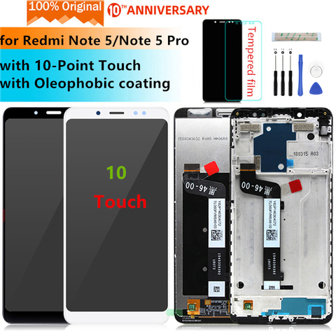 Оригинальный Для Xiaomi Redmi Note 5 ЖК-дисплей Дисплей Сенсорный экран Стекло Панель планшета с рамкой сборки Ремонт Запасные части Redmi Note 5 Pro LCD Display ► Фото 1/6