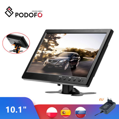 Podofo 10,1-дюймовый ЖК-монитор HD, мини-Телевизор и компьютер, цветной экран, 2-канальный видеовход, монитор безопасности, динамик VGA HDMI Moni ► Фото 1/6