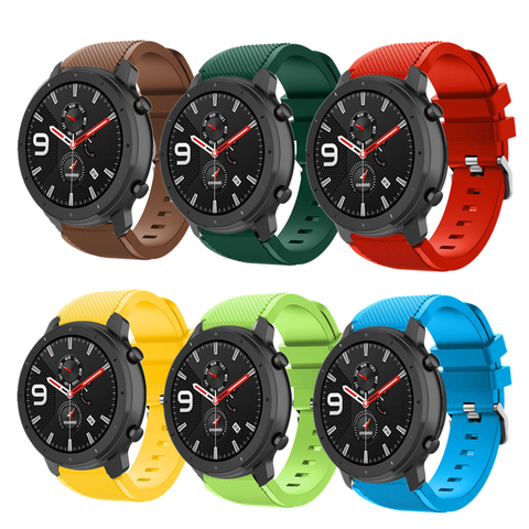 Ремешок для часов Amazfit GTR, силиконовый браслет для смарт-часов Xiaomi Huami Amazfit Stratos 2/3/2S/Pace, 22 мм, 47 мм ► Фото 1/6