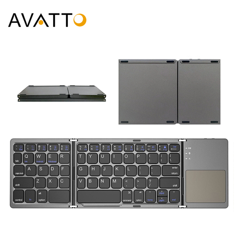 Складная мини-клавиатура AVATTO B033, складная беспроводная Bluetooth-клавиатура с тачпадом для Windows,Android, ios, планшетов, ipad, телефонов ► Фото 1/6