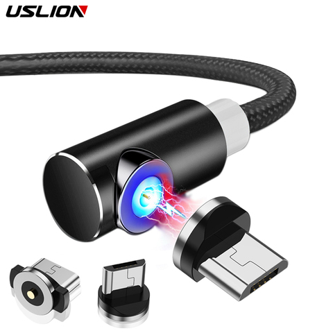 Магнитный зарядный кабель USLION Micro USB Type-c для Samsung, адаптер магнитного зарядного устройства типа C для android, Мобильные кабели, шнур ► Фото 1/6