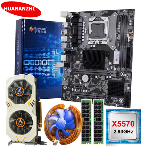 Материнская плата HUANANZHI X58 LGA1366 с видеокартой GTX750Ti 2G ЦП Xeon X5570 2,93 ГГц RAM 8G(2*4G) RECC, материнская плата для самостоятельной сборки ► Фото 1/6