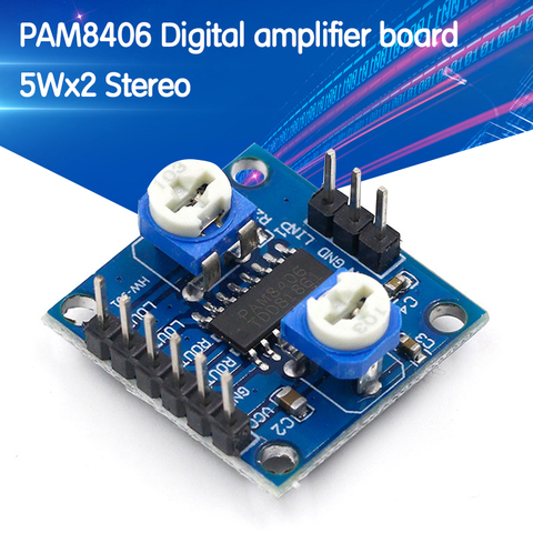 Плата цифрового усилителя PAM8406 с регулятором громкости 5Wx2 Stereo, 1 шт. ► Фото 1/6