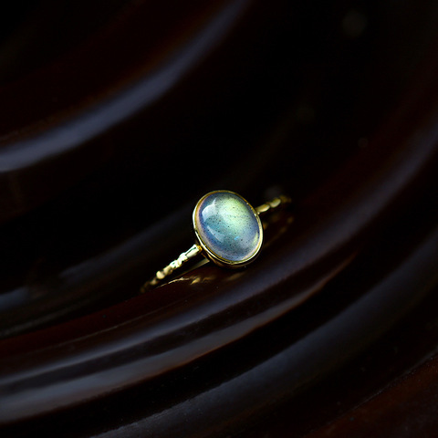 Женское серебряное кольцо Лабрадорита, ювелирное изделие с покрытием из золота 14 к, LMRI136 ► Фото 1/6