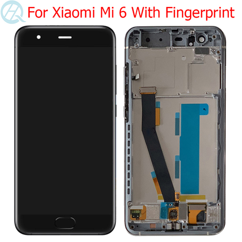 Оригинальный ЖК-дисплей Mi6 для Xiaomi Mi 6, дисплей с рамкой 5,15 дюйма, ЖК-дисплей Mi 6 с распознаванием отпечатков пальцев, сенсорный экран, стеклян... ► Фото 1/6