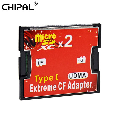 Адаптер CHIPAL для карт памяти с двумя слотами, преобразователь карт Micro SD/TF SDHC/SDXC, экстремальный компактный конвертер красных карт флэш-памяти типа I ► Фото 1/6