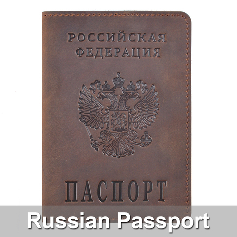 Чехол для паспорта из натуральной кожи, для Российской Федерации, чехол для паспорта Crazy Horse ► Фото 1/1