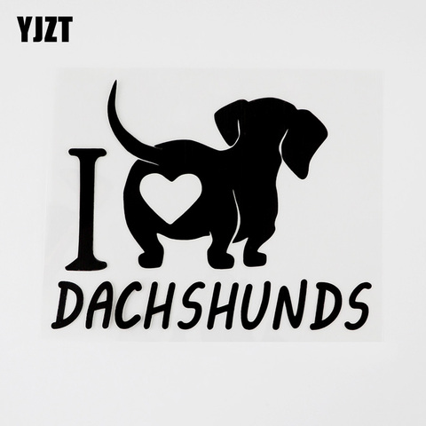 YJZT 14.8CMX11.5CM Смешные I love Dachshunds виниловые наклейки с животными для автомобиля черные/серебряные 8C-0109 ► Фото 1/6