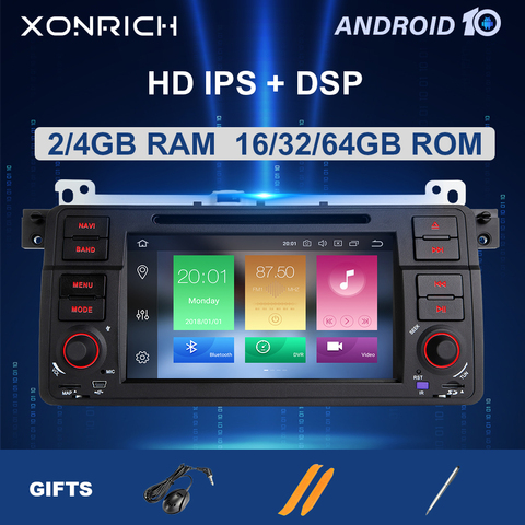 Автомагнитола Xonrich, 1 Din, Android 10, DVD-плеер для BMW E46, мультимедиа M3 318/320/325/330/335, Rover75, купе, GPS-навигация, 4 Гб ► Фото 1/6