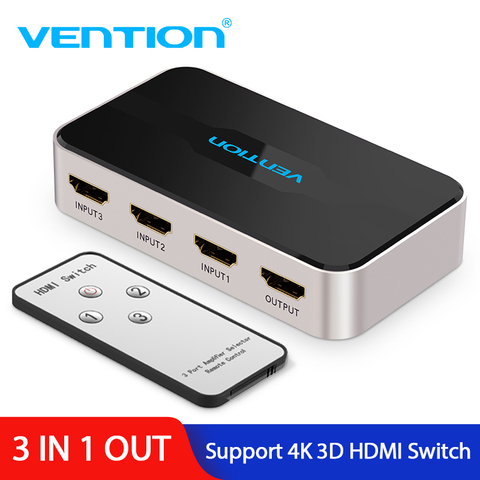 HDMI сплиттер Vention, 3 входа, 1 выход, 4K x 2K, HDMI, сплиттер-переключатель для X-Box 360, PS4, смартфонов Android, ноутбуков, адаптер HDMI ► Фото 1/6