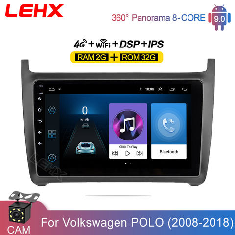 Автомагнитола LEHX для Volkswagen, мультимедийный видеоплеер на Android 2008, без dvd, с GPS-Навигатором, для VW polo sedan, 8,1, 2015, типоразмер 2 din ► Фото 1/6