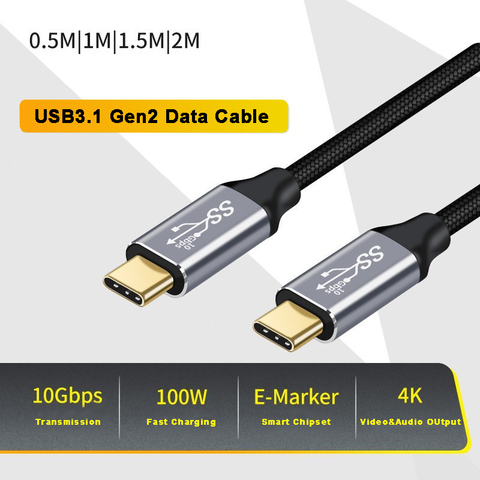 100W PD USB-C USB кабель для передачи данных 3,1 Gen2 10 Гбит/с портом Thunderbolt 3 кабеля для MacBook Air iPad Pro 2022 Nintendo SAMSUNG Note 20 QC4.0 PPS 4K ► Фото 1/6
