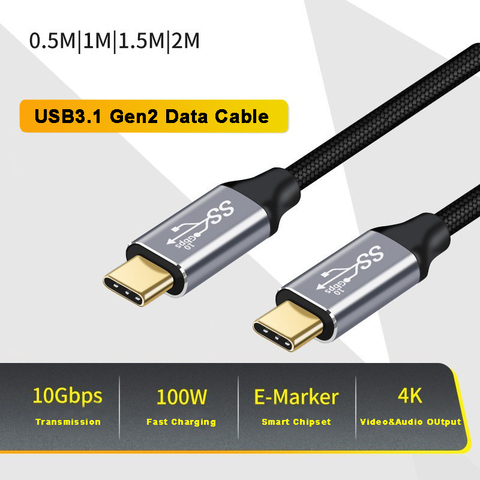 100W PD USB-C USB кабель для передачи данных 3,1 Gen2 10 Гбит/с портом Thunderbolt 3 кабеля для MacBook Air iPad Pro 2022 Nintendo SAMSUNG Note 20 QC4.0 PPS 4K ► Фото 1/6