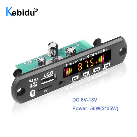 DC 5 в 18 в 50 Вт усилитель MP3 декодер плата Bluetooth V5.0 Автомобильный MP3 плеер USB FM AUX радио модуль записи для динамика громкой связи ► Фото 1/6