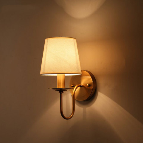 Ткань E14 настенный светильник прикроватная тумбочка для спальни настенный светильник современный простой европейский стиль гостиная отел... ► Фото 1/6