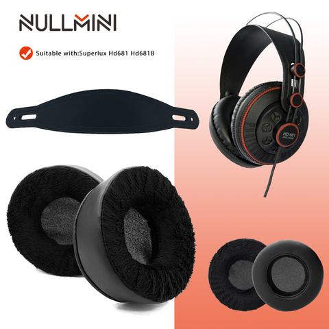 Сменные амбушюры NullMini для Superlux HD681 HD681B HD681EVO HD681F, наушники с кожаным рукавом или бархатными наушниками ► Фото 1/6