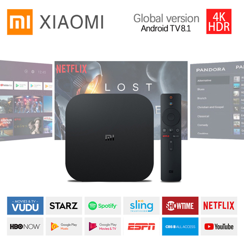 Глобальная версия Xiaomi коробка S телевизоров с поддержкой 4K HDR DOLBY Google Assistant Netflix Mi TV Stick Android 8,1 умный контроль медиа-плеер ► Фото 1/6