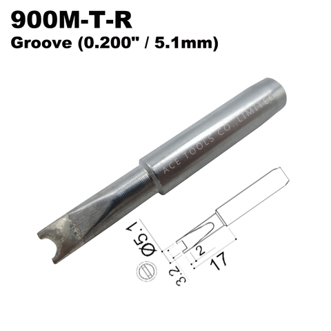 Наконечник паяльника 900M-T-R Groove 5,1 мм для Hakko 936 907 Milwaukee M12SI-0 Radio Shack 64-053 Yihua 936 X-Tronics 3020 ► Фото 1/6