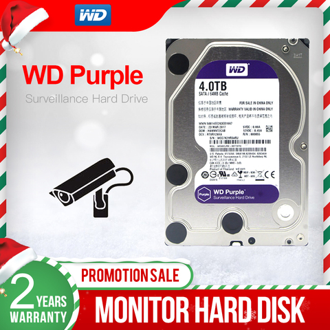 Внутренний жесткий диск Western Digital WD для системы видеонаблюдения, 4 ТБ, 3,5 дюйма, SATA 6,0 ► Фото 1/5