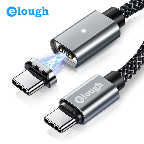 Elough 5А 100 Вт PD Магнитный кабель, USB Type C к Type C кабель для Huawei P40 Samsung Note 10 MacBook Pro, кабель для быстрой зарядки, для MacBook Pro, кабель для быстрой зарядки ► Фото 1/6