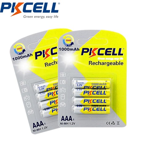 8 шт/2 упаковки PKCELL AAA аккумуляторная батарея Ni-MH батарея 1000mAh 1,2 V NIMH AAA батареи Baterias для камеры игрушка-фонарик ► Фото 1/4