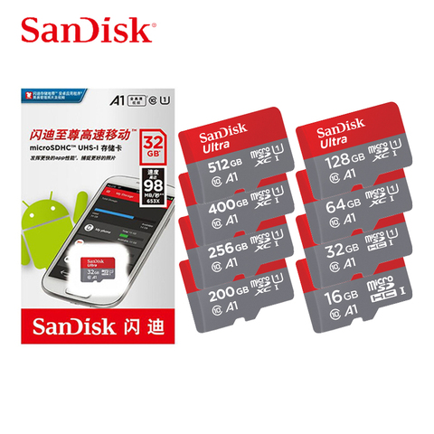 SanDisk карта памяти Micro SD, 16 гб, 32 гб, 64 гб, 128 гб, 512 гб ► Фото 1/6