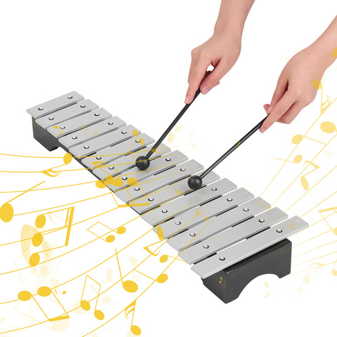 Ксилофон glockenмся 15 нот, деревянная основа, алюминиевые бруски с маллетами, перкуссионный музыкальный инструмент, подарок с сумкой для переноски ► Фото 1/6