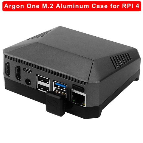 Алюминиевый Чехол для Raspberry Pi Argon One M.2 с расширительным слотом M.2 SSD, крышка GPIO, охлаждающий вентилятор для Raspberry Pi 4, Модель B ► Фото 1/6