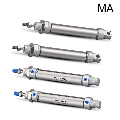 Пневматический цилиндр, тип MA 16/20/25/32/40 мм, диаметр отверстия 25/50/75/100/125/150/175/200/250/300 мм ► Фото 1/6