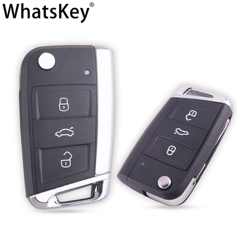 WhatsKey откидной ключ оболочка для Volkswagen для VW Golf 7 MK7 Seat Skoda Octavia A7 Leon Passat удаленный Авто металлическая часть модифицированный ключ ► Фото 1/6