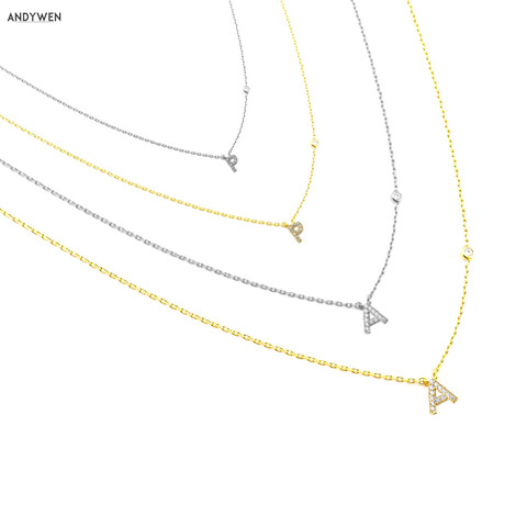 ANDYWEN маленькая золотая подвеска из стерлингового серебра 925 пробы с 26 буквами, циркониевый камень, колье с монограммой, 2022, ювелирные изделия... ► Фото 1/6