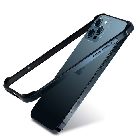 Бампер для iPhone 12 Mini 11 Pro Max 12Pro 11Pro XR X XS, Роскошный Алюминиевый металлический силиконовый чехол для телефона, аксессуары синего и черного цвета ► Фото 1/6