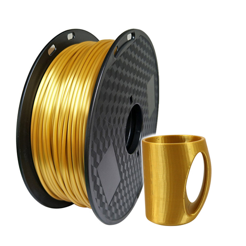 Нить для 3D-принтера Silk PLA Gold 1,75 мм, 250 г/500 г/1 кг, шелковистая нить для 3d-ручки, материалы для печати, блестящий металлик, на ощупь ► Фото 1/6