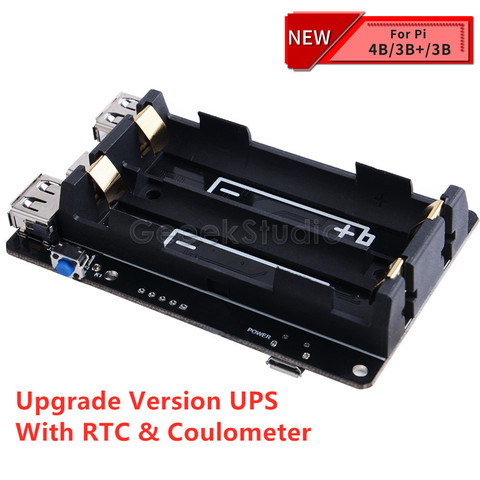 С RTC и colometer, устройство питания, расширенное два usb-порта для Raspberry Pi 4B/3B + /3B, совместимо с аккумулятором 18650 ► Фото 1/6