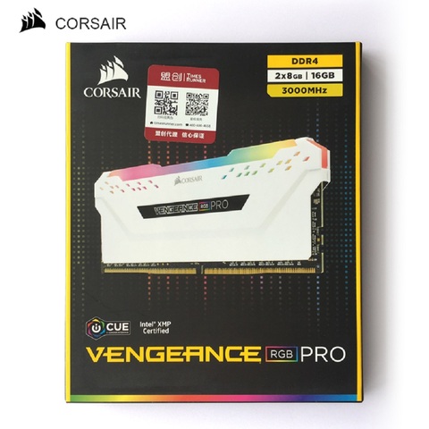 Комплект ОЗУ CORSAIR RGB PRO, 16 Гб (2x8 ГБ), двухканальный модуль DDR4 PC4, 3000 МГц, 3200 МГц, 3600 МГц, DIMM-белый ► Фото 1/6