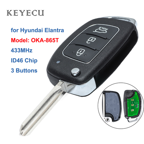Брелок дистанционного управления для Hyundai Elantra 2014, 2015, 2016, 3 кнопки, 433 МГц, ID46 ► Фото 1/6