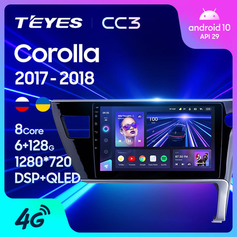 TEYES CC3 Штатная магнитола For Тойота Королла For Toyota Corolla 11 2017 2022 Right hand driver до 8-ЯДЕР, до 6 + 128ГБ 27EQ + DSP автомагнитола 2 DIN DVD GPS android 10 мультимедиа автомобиля головное устройство ► Фото 1/6