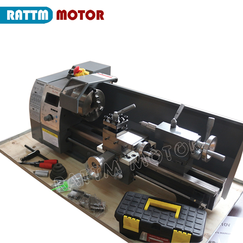 Высокоточный мини-токарный станок WM210V 750 Вт для металла, нефрита и древесины, Токарный 400 мм, дальность обработки 210 в ► Фото 1/6