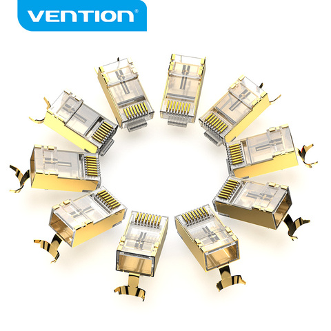 Vention Cat8 RJ45 разъем 8P8C модульный Ethernet Кабельный разъем позолоченный Cat8 FTP ОБЖИМНАЯ сеть RJ45 щипцы разъем Cat8 ► Фото 1/6