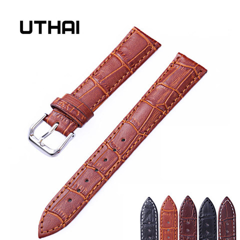 UTHAI Z08 ремешок для часов из натуральной кожи ремешок 10-24 мм аксессуары для часов высокое качество коричневый цвет ремешки для часов ► Фото 1/5