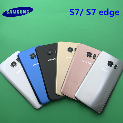 Задняя крышка аккумуляторного отсека, чехол для Samsung Galaxy S7 G930 G930F S7 edge G935 G935F, Корпус задней двери, стеклянная панель, Запасная часть ► Фото 1/5