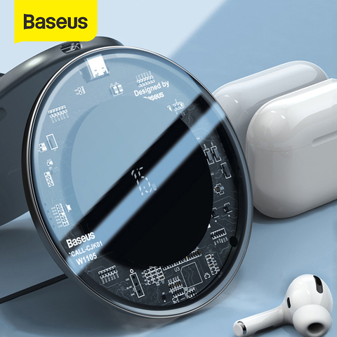 Baseus 15 Вт Беспроводное зарядное устройство для быстрой зарядки для iPhone 12X11 Max для Airpods Видимый Qi Беспроводное зарядное устройство для Samsung S10 S9 ... ► Фото 1/6