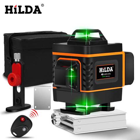 HILDA 3D/4D лазерный уровень самонивелирующийся 360 горизонтальный и вертикальный крест супер мощный зеленый лазерный уровень ► Фото 1/6