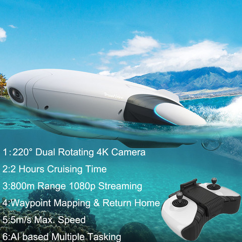 Подводные рыболовные Дроны с камерой HD 4K, GPS, Дрон, автоматически возвращается, дистанционный трос 800 м, интеллектуальная приманка, Рыболовны... ► Фото 1/6